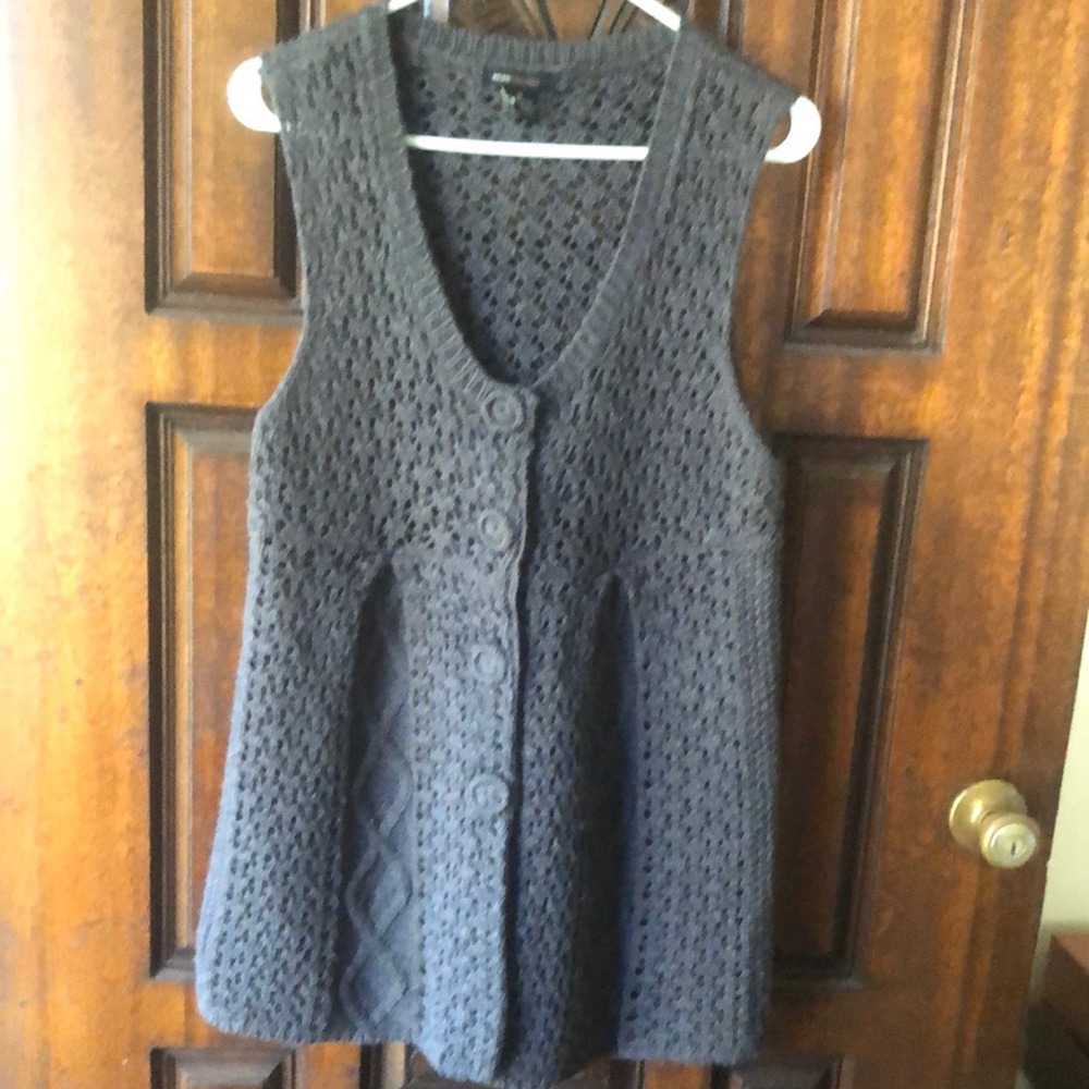 Grey knitted long vest